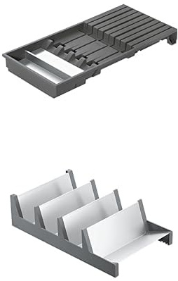 Bundle aus Blum AMBIA-LINE Messerhalter | Aufbewahrung für bis zu 9 Messern | Oriongrau + AMBIA-LINE Gewürzregal | für bis zu 16 Gewürzgläser oder -packungen | platzsparend und stabil | Oriongrau