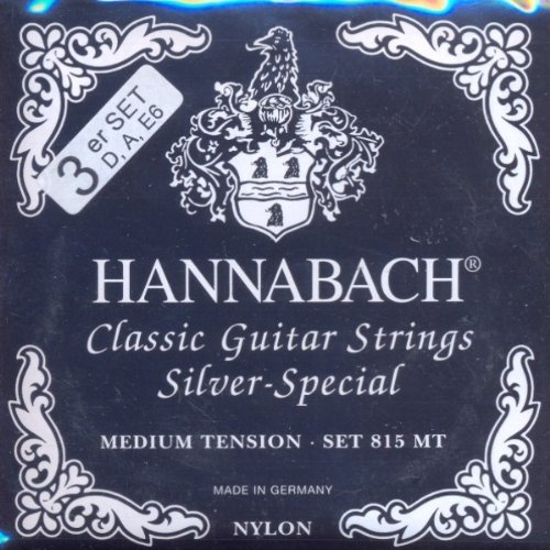 Hannabach 8157 schwarz 'Silver Special' - Bass-Satz Konzertgitarre, medium te.