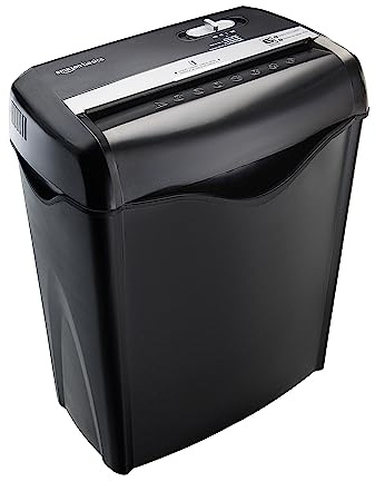 Amazon Basics 6-Sheet Cross-Cut Paper and Credit Card Shredder with 3.8 Gallon Bin, Shreds Staples, Black