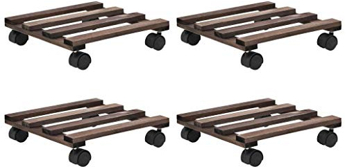 Pedane con Ruote per Piante, 4 pezzi, 25x25 cm, in legno di cedro, con ruote girevoli a 360°, per vasi da giardino e balcone