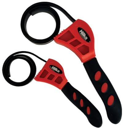 Hilka 12630002 2 PCE Strap Wrench Set, Red & Black