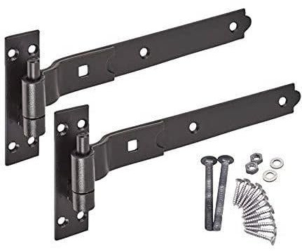 EAI Cranked Gate Hinges | 250mm / 10 Inch Heavy Duty Hook and Band Gate Hinges | Black - 1 Pair