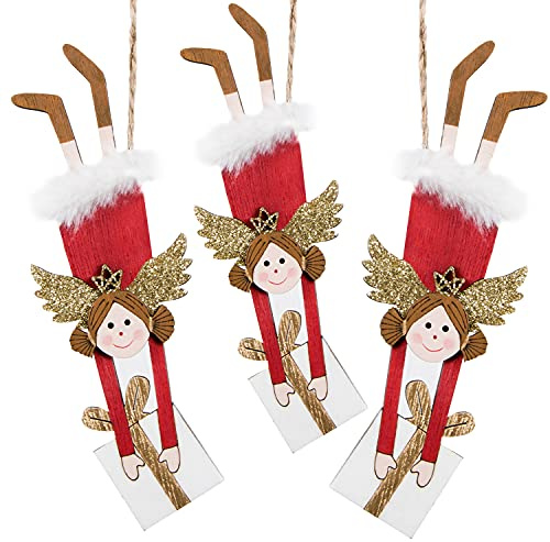 Logbuch-Verlag 3 Engel Anhänger Weihnachten Holz Holzanhänger Christbaumanhänger Holzengel zum Aufhängen 18 cm