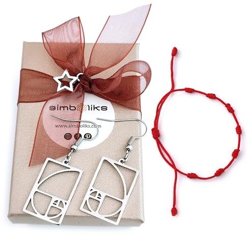 SIMBOLIKS Espiral Fibonacci Pendientes Proporción Áurea Geometría Sagrada Pendientes Espirituales con sentido, Yoga, Pendientes de Protección, Amuleto para Mujer