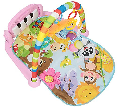 Gimnasio De Juegos Para Bebe,Manta de Juego para Bebé con Piano,Motivo de Animales,Tapete De Juegos Para Bebés de 0-24 Meses que,Alfombra Piano Gimnasio para Bebés