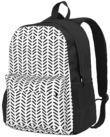 StOlmx Schwarz-Weiß-Muster-Laptop-Rucksack, Reiserucksack, große Wickeltasche, Arzt-Tasche, Schwarz , One size