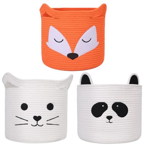 ACOHSY Aufbewahrungskorb Panier de Rangement set de 3 pcs,30x30x30 Panier Rangement Enfant,Peut être utilisé Pour Panier à Linge,Rangement de Jouets,Kallax,Chambre Bebe