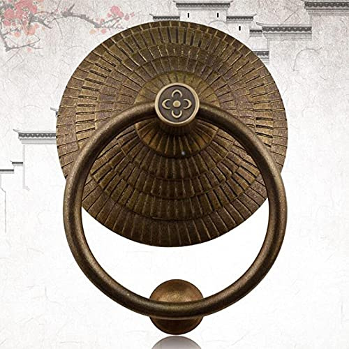 Türklopfer aus antiker Bronze, Retro-Türgriff mit runden Streifen, für die Fassade des Innenhofs Einer Villa, Türdekorationszubehör aus rostfreiem Messing (Größe: 10,5 cm Durchmesser, Farbe: Bronze)