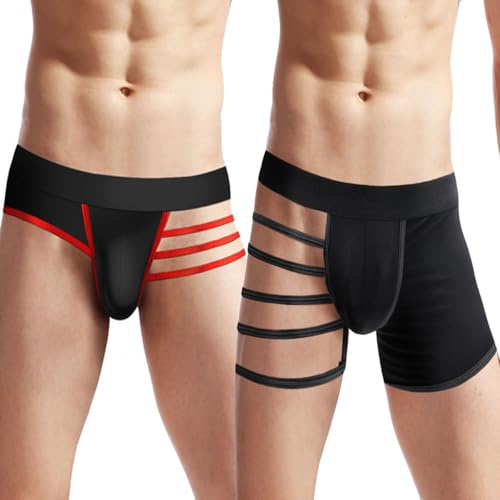 VemeFufu String pour homme Sexy Jockstrap Suspensoir Slips String Sous-vêtements Thong Sport Athlétique Soie de Glace Boxer Respirant Homme, Lot de 2 - Multicolore - 02, taille unique