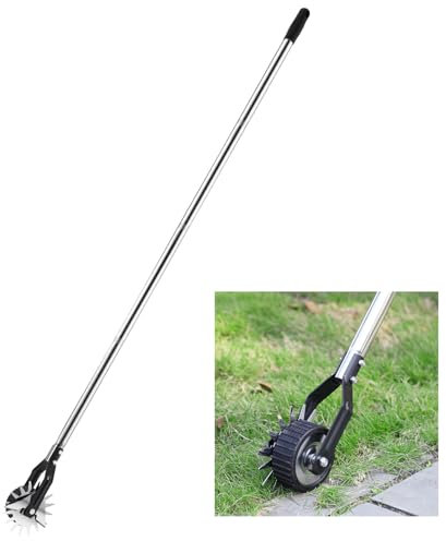 Rasenkantenschneider, 68.5in Rad-Rotationskantenschneider mit Stiel, Kantenschneider Rasen, Wheel Rotary Edger, Einstellbar Strapazierfähiger Edelstahlgriff für Gehwege