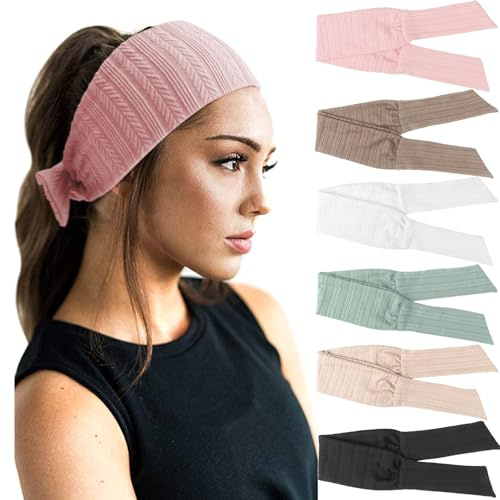DRESHOW 6 Stück Damen Boho Stirnband Kopfband Haarband Gedruckt Stirnbänder Knoten Verdrehtes Elastische Kopf Wickeln Niedlich Haarschmuck für Mädchen