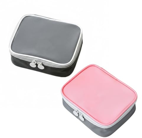 2 Piezas Botiquin Viaje Mini, Botiquín Primeros Auxilios Impermeable, con Compartimentos, Bolsa Botiquin Vacia, Fácil de Llevar, para Hogar, Coche, Senderismo, Camping, 13 x 10 x 4 cm(Gris y Rosa)