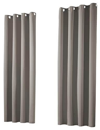 heimtexland ® Thermo- Verdunkelungsgardine Ösenschal Vorhang Verdunkelnd Isolierend Blickdicht Verdunklungsvorhang HxB 245x135 Schlamm Typ139
