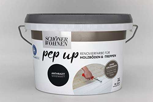 Pep up Renovierfarbe für Holzböden und -treppen Anthrazit seidenmatt 1l
