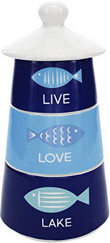 Pavilion Gift company Live Love Lake, Stoneware, Blue, 7 Inches Tall