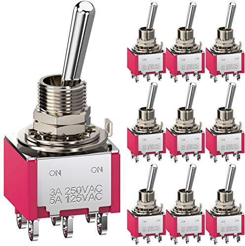 CLDIY Interruttore a levetta 6 morsetti 2 posizioni ON/ON DPDT 6 mm Mini interruttore a levetta per auto cruscotto AC 5A / 125 V 3A / 250 V 10 pezzi