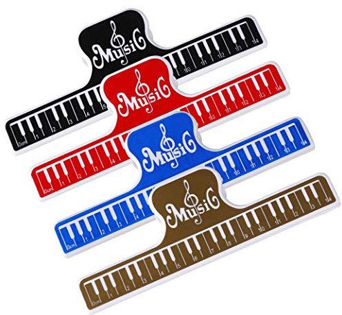Notenklammern, Musik Buch Seite Klammern, Plastik Buchklemme, Notenhalter Klavier Druck Clip für Klavier Gitarre Violine Zubehör, 4 Stück