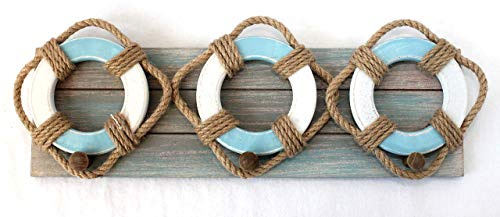 dekoundmeer Hakenbrett Rettungsringe 43 x 15 cm mit 3 Haken aus Holz
