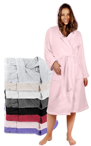 Twinzen Badrock för Dam – Xs, S, M, L, Xl, Xxl – 100% Bomull Oeko-Tex® Certifierad – Badrock Med Huva, 2 Fickor, Bälte