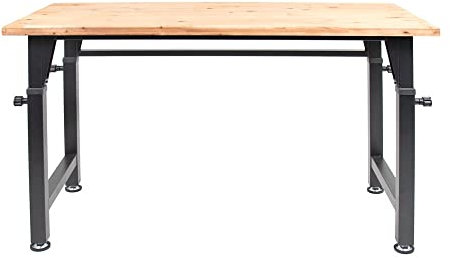 HEMMDAL Werkbank | 200 kg Tragkraft | HxBxT 105 x 135 x 60 cm | 3,5 cm Starke Holzplatte | höhenverstellbar | hochrobust aus pulverbeschichtetem Stahl | Profi-Arbeitstisch | Werktisch