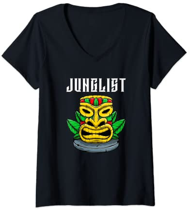 Damen DnB Music Dubstep Jungle EDM Drum and Bass 174 BPM T-Shirt mit V-Ausschnitt