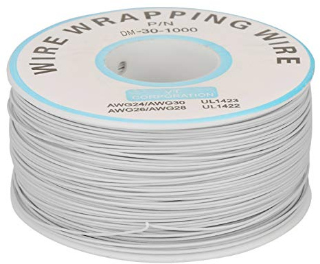 30AWG 0,25mm² Elektrischer Draht Kabel Kit 1Rolle verzinnter Kupferdraht mit Silikonisolierung 5 Verschiedene Farbige Single Kupferdraht Litze (Weiß)