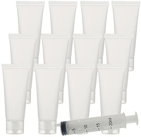 ZEOABSY 24 Pieces Empty 50ml Refillable Plastic Squeezable Frosted Translucent Bottles with Flip Cap, Travel Soft Squeeze Cosmetic Tubes with Flip Top Screw Caps for Shampoo Soap Lotion Containers