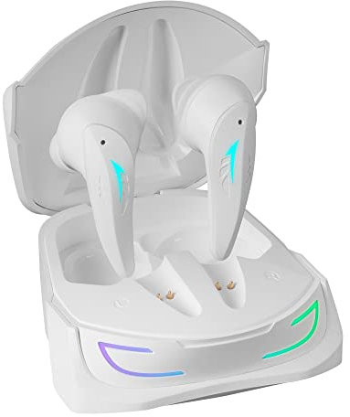 Mars Gaming MHI-Ultra, Auriculares Inalámbricos TWS, RGB Flow, Bluetooth 5.3, Triple Cancelación Ruido, 24H Batería, Blanco