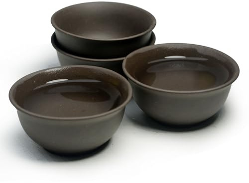 YXHUPOT Teacup 4pcs Chinese Clay Genuine Yixing Black Zini Gongfu Tea Bowls Little Mini Cups (black)