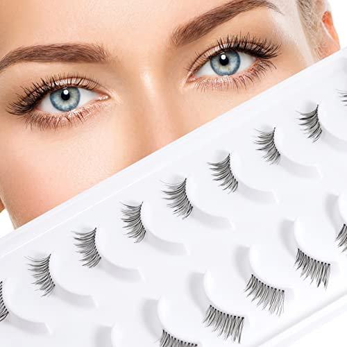 EMEDA Transparenter Streifen Halbe Wimpern Natürlich Akzentwimpern Halbe Falsche Eckwimpern Natürlicher Look Half Fake Corner Lashes 10 paar (Accent half lashes)