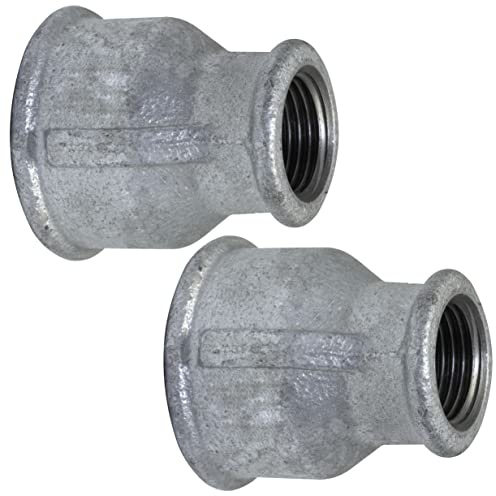 AERZETIX - C65097 - Juego de 2 Reducciones hembra/hembra 1'' x 1/2 galvanizado - en hierro fundido - racor de tubo rosca para atornillar - fontanería-calefacción manguito instalación agua potable