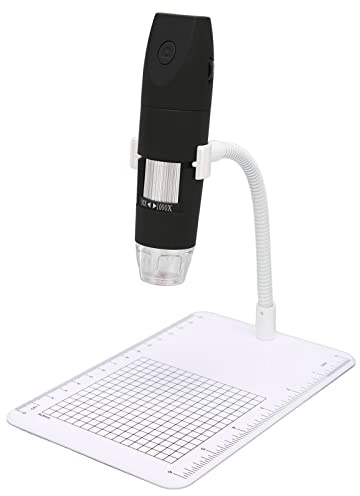 Kabelloses Digitales Mikroskop, 50-1000-fache Vergrößerung, WiFi-Mikroskope, Tragbare USB-HD-Inspektionskamera mit 8 LED-Leuchten, Halterung, für Smartphone Tablet PC (Schwarz)