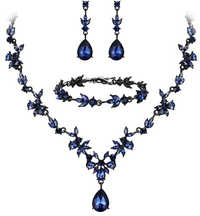 Clearine Hochzeit Schmuckset für Damen Braut Y-Halskette Tennis Armband und Ohrringe baumeln Set Kristall Teardrop Marquise Cluster Schmuck für Braut Brautjungfer