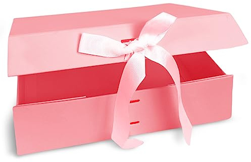 Verpackungswelt Geschenk-Box mit Deckel | 23 x 17 x 7 cm | Geschenk-Karton mit Magnet-Verschluss & edler Schleife | Perfekt für Geburtstag, Hochzeit, Geburt | Geschenk-Verpackung in Rosa