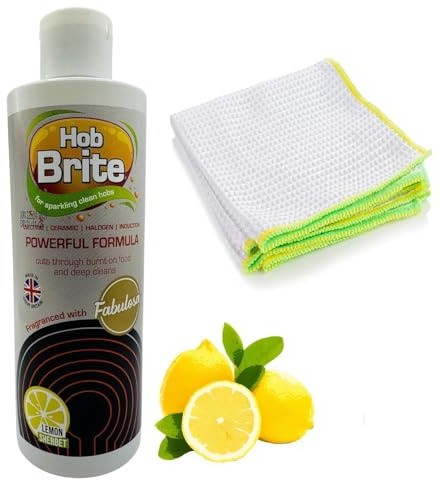 UKDD® Hob Brite Hob Cleaner Cream Original Ceramic, Electric, Halogen and Induction Hob Cream Cleaner 300ml with Microfiber Kitchen Cloth