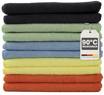 Devior 10er Set Mikrofasertücher 40x40 cm, Bunt – Mikrofasertuch für Staubwischen, Oberflächenreinigung, Fensterputzen, Lackpflege & Innenraumreinigung, 80% Polyester, 20% Polyamid