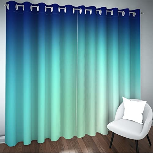 3D Vorhang Verdunkelung Dunkelblauer Farbverlauf Thermo Gardinen Kinderzimmer Blickdichter Ösenschal Dekoschal Für Schlaf Wohnzimmer Schlafzimmer/Uv-Schutz, 2Er Set 150(B) X166(H) cm
