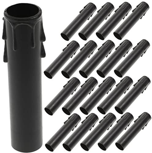 OSALADI Lot de 24 Manchons de Protection pour Bougies Noir en Pp Léger Compatibles Plupart des Douilles de Lustres, Design Simple et Moderne pour Chandelier