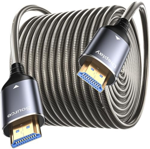 Txtcu 8K HDMI Glasfaserkabel 20M, Stahlpanzerung Optisch HDMI 2.1 Kabel 48Gbps Ultra High Speed 8K@60Hz 4K@120Hz Dynamic HDR eARC Dolby HDCP 2.2&2.3 für HDTV/Projektor/Heimkino/TV-Box/Gaming-Box/PS5