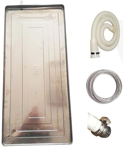 Generic Argento Vassoio Raccogliacqua per Condizionatore Esterno, Kit di Raccordo di Scarico con Tubo di Scarico Condensa da 2 m