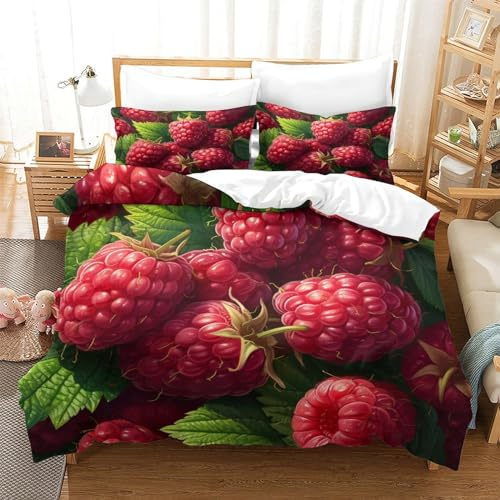 TNFHSOFT Fruits Ensemble De Housse De Couette Housse De Couette Réversible Linge De Lit Facile d'entretien Ensembles De Literie Doux Et Confortables avec Taies d'oreiller - Double King（220x240cm）