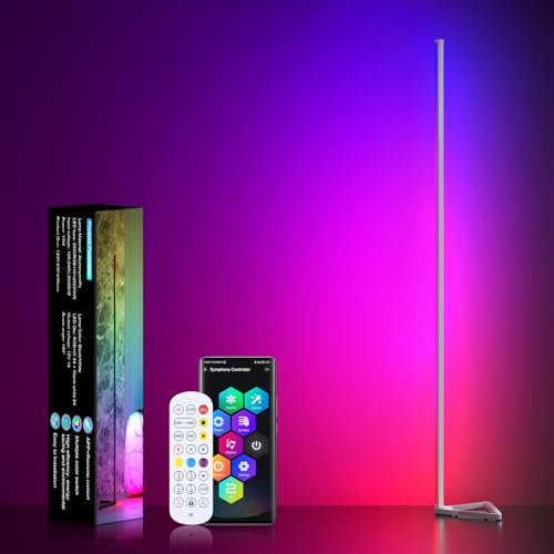 MIWATT LED Stehlampe Wohnzimmer, 140cm Ecklampe RGB Dimmbar mit Fernbedienung und APP, 16 Millionen Farben, Musikmodi, DIY-Modus & Timing -Funktion für Schlafzimmer, Spielzimmer, Büro, Lesesaal