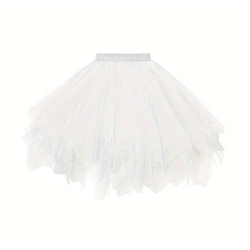 Boolavard Adult Women 80's Tutu Skirt Layered Tulle Petticoat Halloween Tutu (UK, Alpha, S, M, Regular, Regular, White)