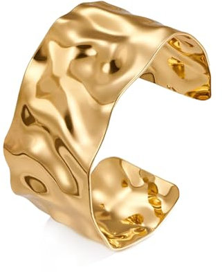 Uwiyo Gold Offener Armreif Große GoldarmbäNder Breiter Damen Armspange Manschette Armreif Gold Open Front Armband Innendurchmesser 60 mm (Gold#5)