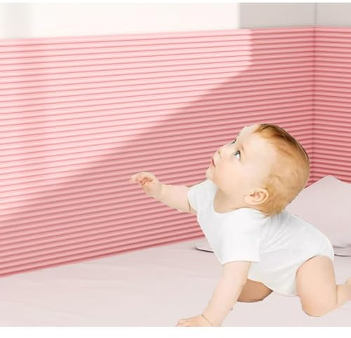 Boracy 3D Wandpaneele Selbstklebend Gepolstert 1cm Schwammpolster Wandpolster für Kinderzimmer, Akustik Wandkissen für Wohnzimmer und Schlafzimmer(Rosa,20cmx200cm)