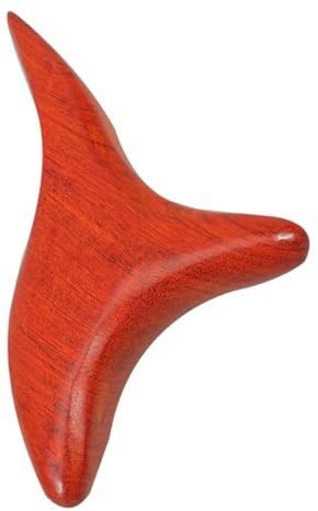 Holzmassagegerät Braun Dreizinkig für Gesicht und Füße | Tragbar für Büro und Reise, Gua Sha Form, Selbstmassage mit Ergonomischer Ausführung aus Naturholz
