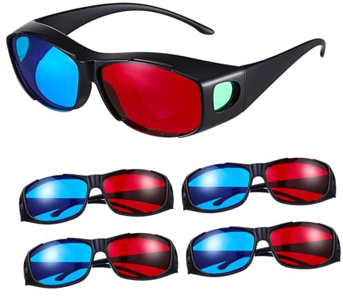 DOITOOL 5piezas Gafas Anaglifas Para Cine Casa Gafas De Plástico Rojo y Azul Para Películas y Proyectores
