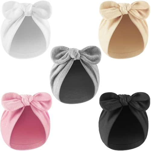 DRESHOW Neugeborene Baby Mütze Baby Bowknot Turban Hüte Krankenhaus Hut Beanie Kleinkind Bogen Hüte Baby Baumwolle Hut 0-12 Monate
