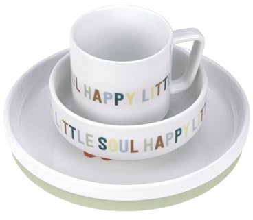 LÄSSIG vajilla de porcelana para niños plato bol taza con anillo de silicona antideslizante vajilla infantil/Happy Fruits
