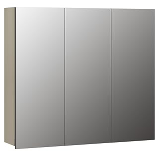 trendteam smart living – PureBliss – spegelskåp – ljusgrå – badrumsspegel med 9 fack – (B x H x D) 90 x 80 x 20 cm – badrumsspegel med 6 hyllor – mellandörr kan monteras vänster och höger